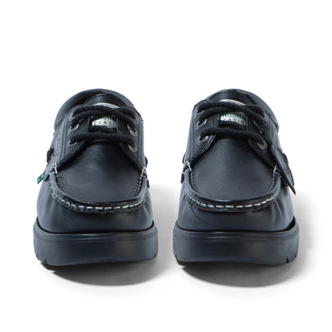 Front view of Adult Unisex Lennon Boatshoe Leather Black