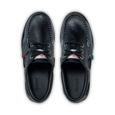 Detail view (Top view mapped) of Adult Unisex Lennon Boatshoe Leather Black
