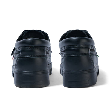 Back view of Adult Unisex Lennon Boatshoe Leather Black