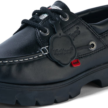 Detail view (close-up) of Adult Unisex Lennon Boatshoe Leather Black