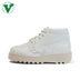 Left side view of Adult Unisex Kick Hi Stack Leather Alternative White