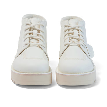 Front view of Adult Unisex Kick Hi Stack Leather Alternative White