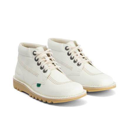 Front ¾ right of Adult Unisex Kick Hi Leather Alternative White