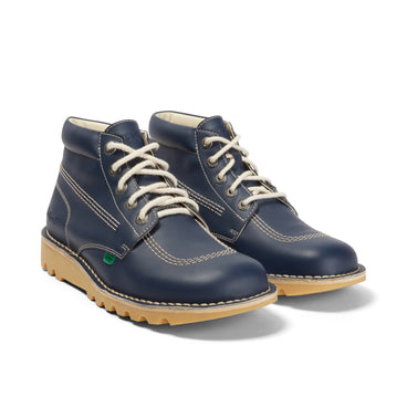 Front ¾ right of Adult Unisex Kick Hi Leather Alternative Navy