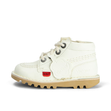 Left side view of Infant Unisex Kick Hi Zip Leather Alternative White