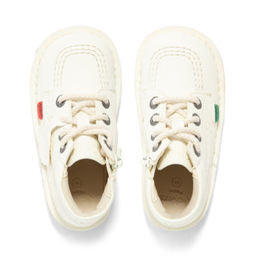 Detail view (Top view mapped) of Infant Unisex Kick Hi Zip Leather Alternative White