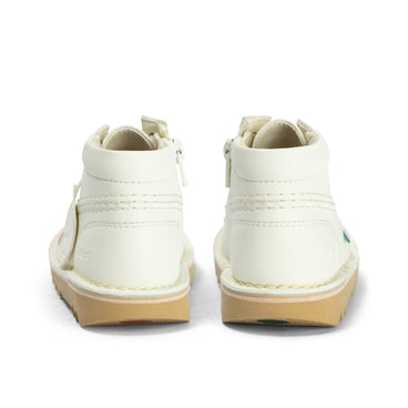 Back view of Infant Unisex Kick Hi Zip Leather Alternative White