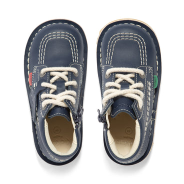 Detail view (Top view mapped) of Infant Unisex Kick Hi Zip Leather Alternative Navy