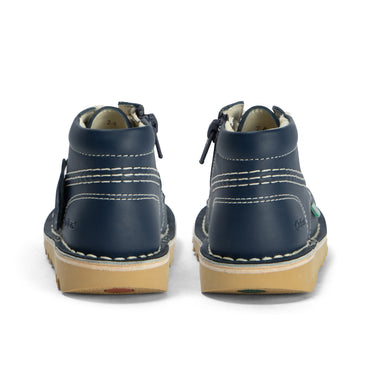 Back view of Infant Unisex Kick Hi Zip Leather Alternative Navy
