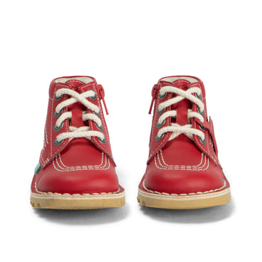 Front view of Infant Unisex Kick Hi Zip Leather Alternative Red