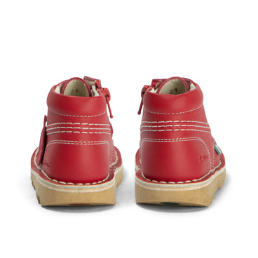 Back view of Infant Unisex Kick Hi Zip Leather Alternative Red