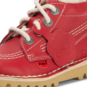 Detail view (close-up) of Infant Unisex Kick Hi Zip Leather Alternative Red