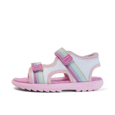 Left side view of Junior Girls Kickster Sandal White