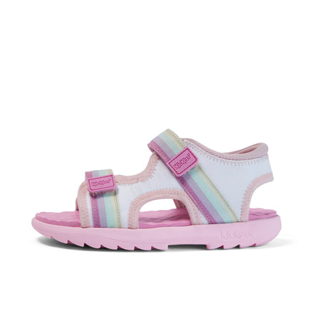 Left side view of Junior Girls Kickster Sandal White