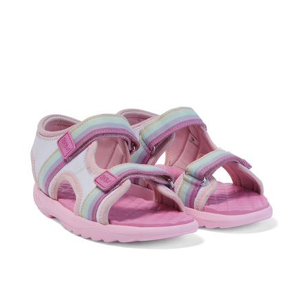 Front ¾ right of Junior Girls Kickster Sandal White