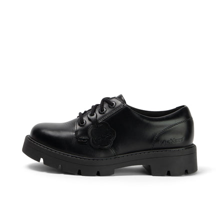 Left side view of Adult Womens Kori Lace High shine Leather Black