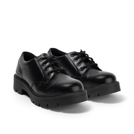 Front ¾ right of Adult Womens Kori Lace High shine Leather Black