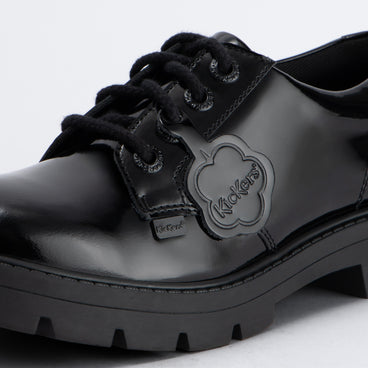 Detail view (close-up) of Adult Womens Kori Lace Patent Leather Black