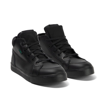Front ¾ right of Youth Mens Tovni Hi Double Tongue Leather Black