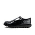 Left side view of Youth Womens Kick T Bar Leather Alternative Patent Leather Black