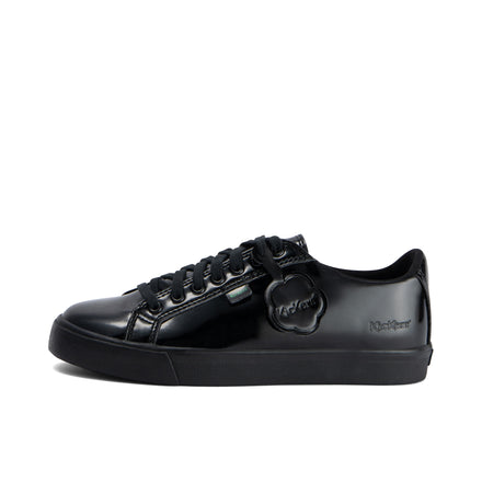 Left side view of Youth Womens Tovni Lacer Leather Alternative Patent Leather Black