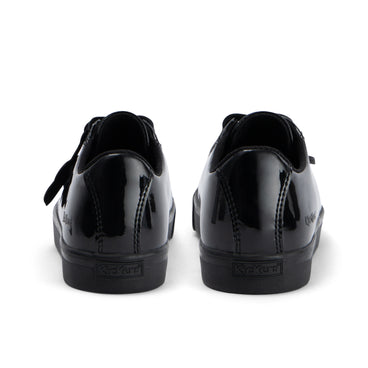 Back view of Youth Womens Tovni Lacer Leather Alternative Patent Leather Black