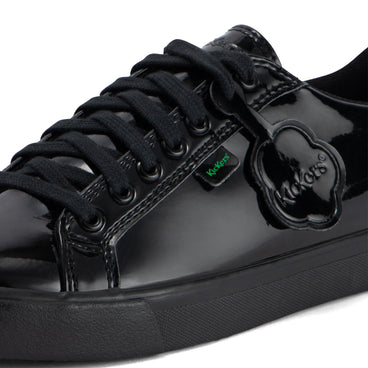 Detail view (close-up) of Youth Womens Tovni Lacer Leather Alternative Patent Leather Black