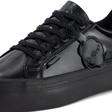 Detail view (close-up) of Adult Womens Tovni stack Leather Alternative Patent Leather Black