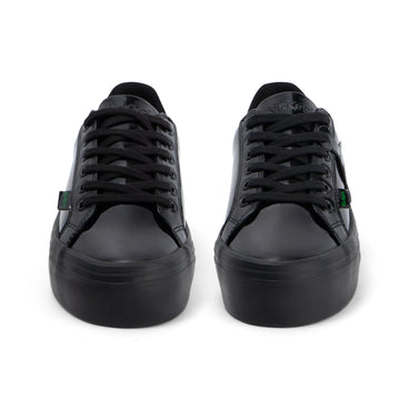 Front view of Youth Womens Tovni stack Leather Alternative Patent Leather Black