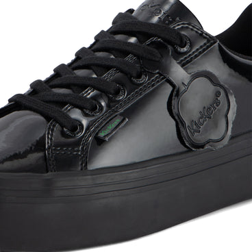 Detail view (close-up) of Youth Womens Tovni stack Leather Alternative Patent Leather Black