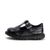Left side view of Infant Girls Kick T Bar Leather Alternative Patent Leather Black