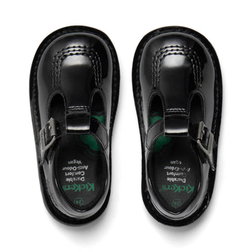 Detail view (Top view mapped) of Infant Girls Kick T Bar Leather Alternative Patent Leather Black