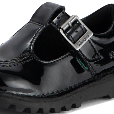 Detail view (close-up) of Infant Girls Kick T Bar Leather Alternative Patent Leather Black