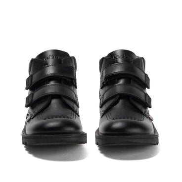 Front view of Junior Boys Kick Hi Roll Leather Black