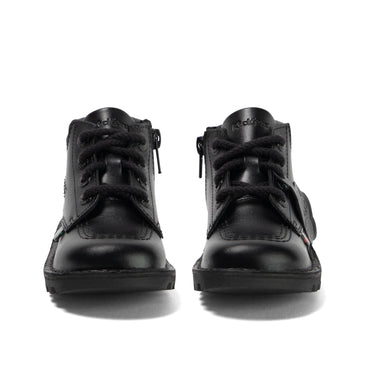 Front view of Infant Boys Kick Hi Padded Leather Black