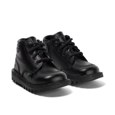 Front ¾ right of Infant Boys Kick Hi Padded Leather Black