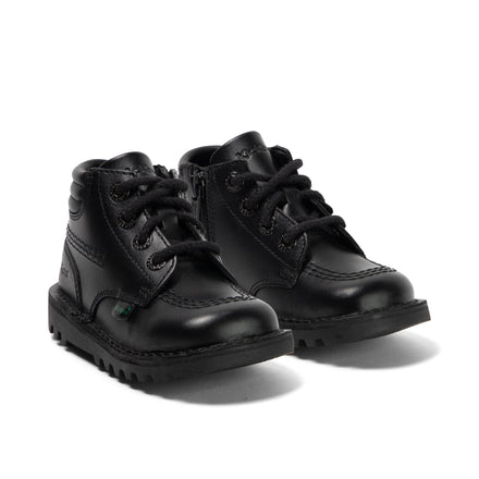 Front ¾ right of Infant Boys Kick Hi Padded Leather Black