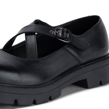 Detail view (close-up) of Youth Womens Kori MJ Cross High shine leather Black