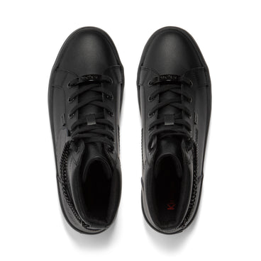 Detail view (Top view mapped) of Youth Womens Tovni Hi Stack Chain Leather Black