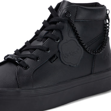 Detail view (close-up) of Youth Womens Tovni Hi Stack Chain Leather Black