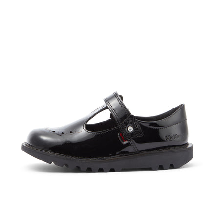 Left side view of Junior Girls Kick T Bar Bloom Patent Leather Black