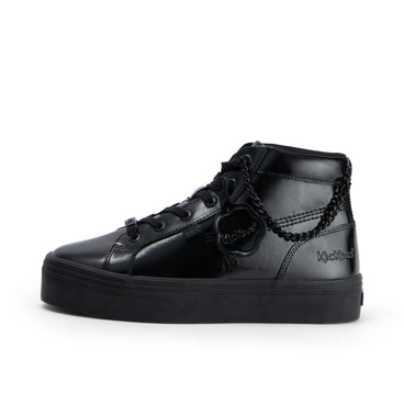 Left side view of Youth Womens Tovni Hi Stack Chain Patent Leather Black