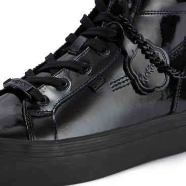 Detail view (close-up) of Youth Womens Tovni Hi Stack Chain Patent Leather Black