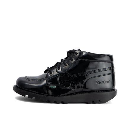 Left side view of Adult Womens Kick Hi Leather Alternative Patent Leather Black