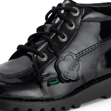 Detail view (close-up) of Adult Womens Kick Hi Leather Alternative Patent Leather Black