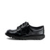 Left side view of Youth Womens Kick Lo Leather Alternative Patent Leather Black
