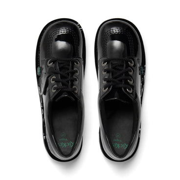 Detail view (Top view mapped) of Youth Womens Kick Lo Leather Alternative Patent Leather Black