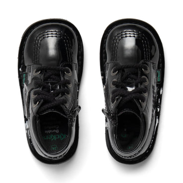Detail view (Top view mapped) of Infant Girls Kick Hi Zip Leather Alternative Patent Leather Black
