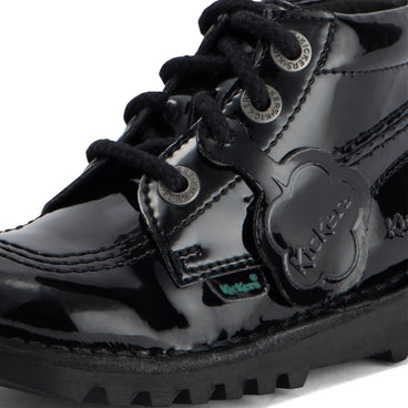 Detail view (close-up) of Infant Girls Kick Hi Zip Leather Alternative Patent Leather Black