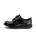 Left side view of Junior Girls Kick Lo Leather Alternative Patent Leather Black